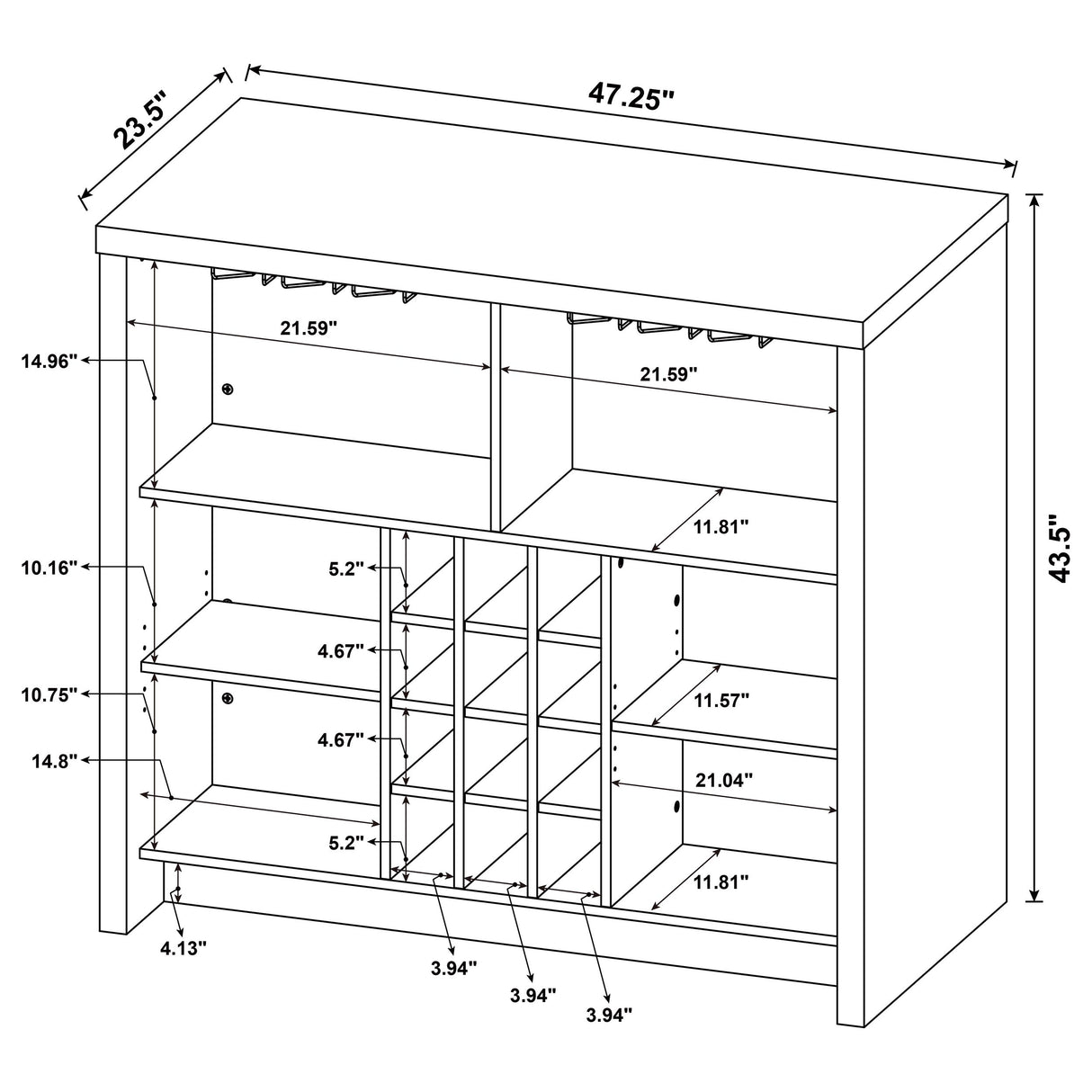 Topanga Engineered Wood Freestanding Home Bar, White