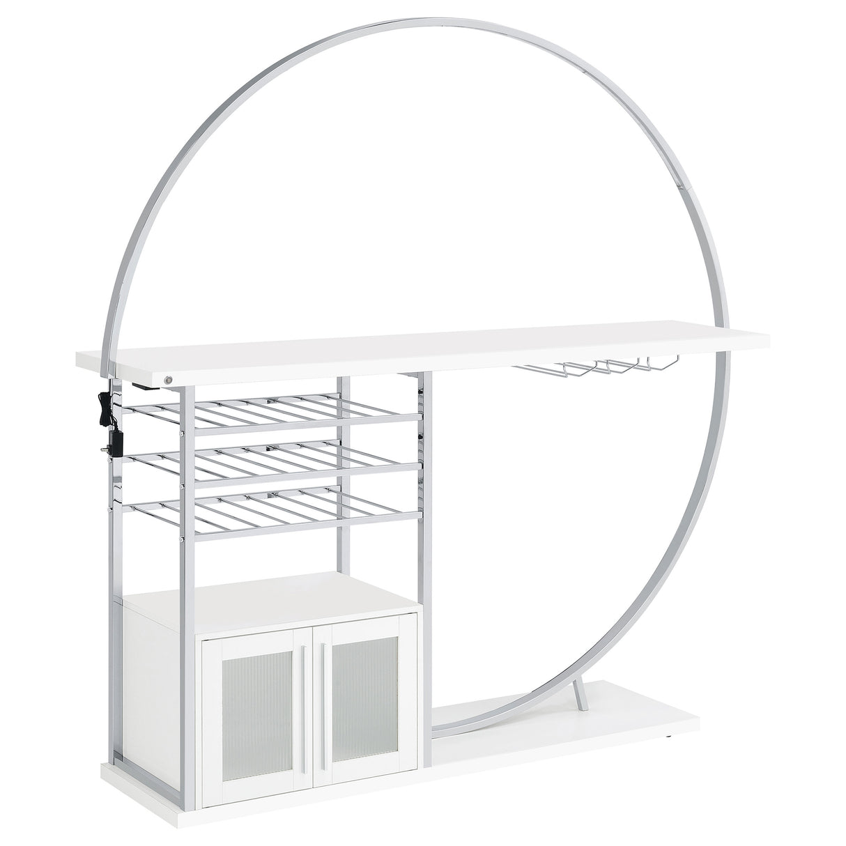 Risley 2-Door Circular LED Wine Cabinet White High Gloss