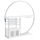 Risley 2-Door Circular LED Wine Cabinet White High Gloss