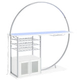 Risley 2-Door Circular LED Wine Cabinet White High Gloss