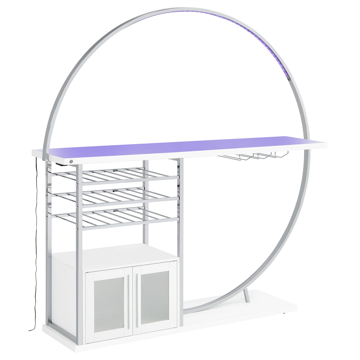 Risley 2-Door Circular LED Wine Cabinet White High Gloss