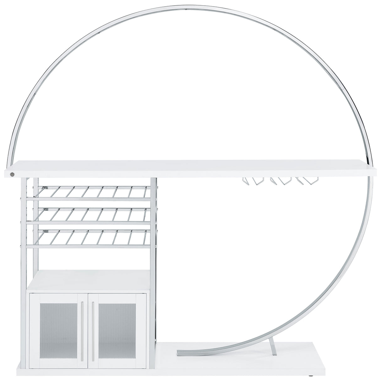 Risley 2-Door Circular LED Wine Cabinet White High Gloss
