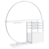 Risley 2-Door Circular LED Wine Cabinet White High Gloss