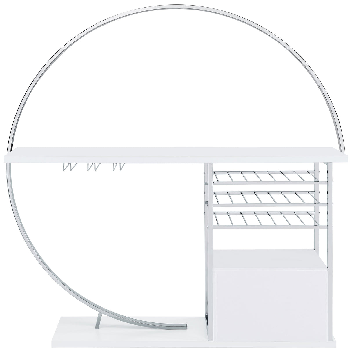 Risley 2-Door Circular LED Wine Cabinet White High Gloss