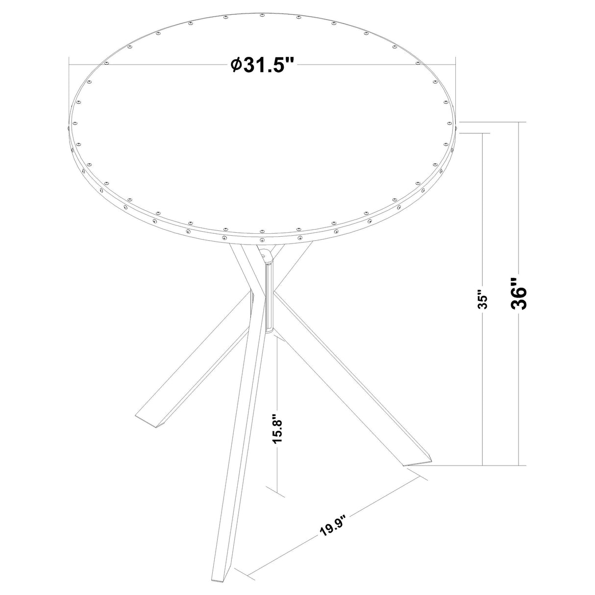 Kenzo Round 32-Inch Galvanized Steel Bistro Bar Table