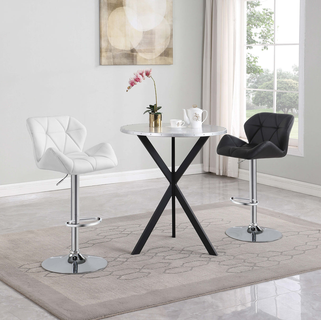 Kenzo Round 32-Inch Galvanized Steel Bistro Bar Table