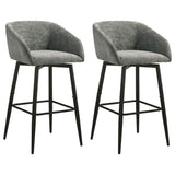 Rainer Charcoal Fabric Swivel Bar Chairs, Set of 2