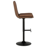 Eldridge Faux Leather Adjustable Bar Stool in Coffee