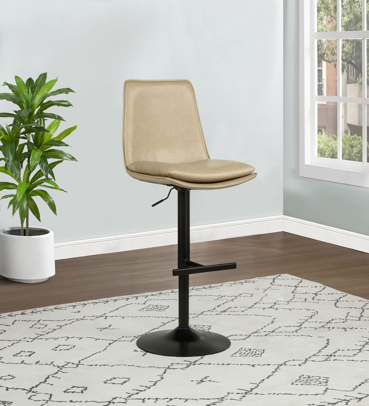 Eldridge Faux Leather Adjustable Bar Stool - Tan