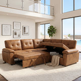 Convertible Sectional Sofa Bed With Pull Out Sleeper And Storage