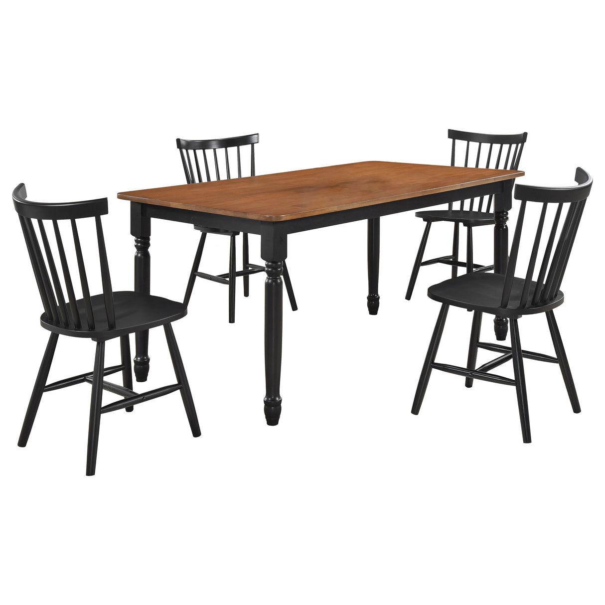 Hollyoak 5-Piece Rectangular Dining Set, Walnut and Black