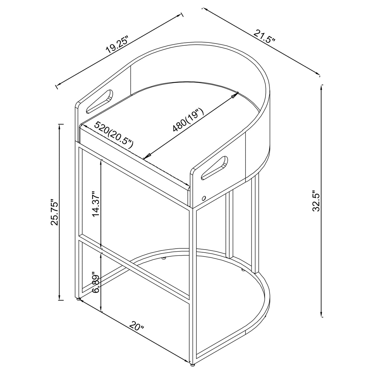 Thermosolis Clear Acrylic Counter Chair Chrome - Set of 2