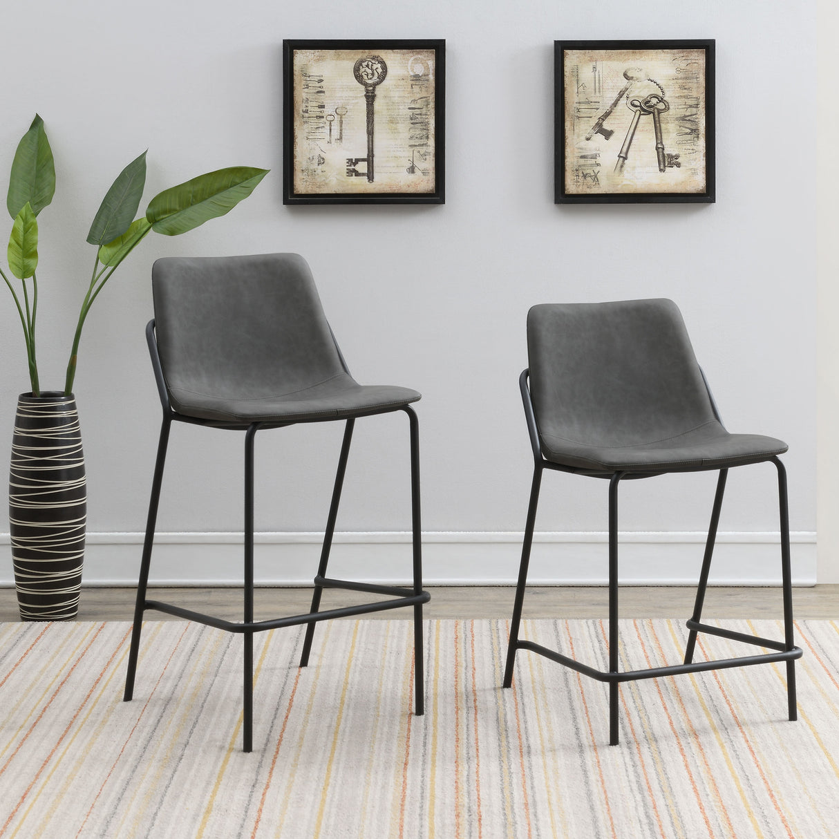 Earnest Upholstered Counter Chair Grey, Set of 2