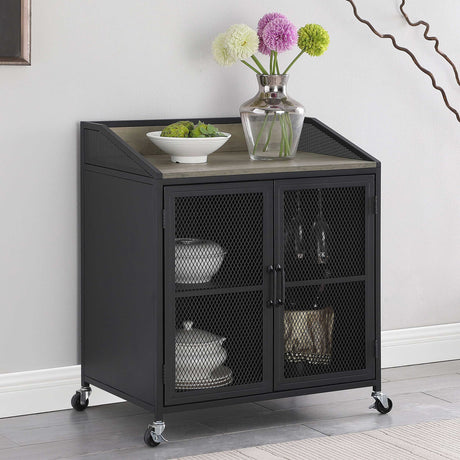 Arlette 2-Door Mobile Wine Cabinet Sandy Black