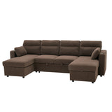 Convertible Sectional Sofa With Storage Chaise, Cup Holders And Pull Out Sleeper