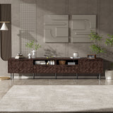 TV Stand For TVs Up To 85" With Closed Storage, Soft Closing Hinges, Living Room Entertainment Center - Walnut