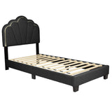 Bed With Floral Design Headboard And Built In LED Lighting
