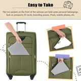 Softside Luggage Expandable 3 Piece Set Upright Spinner Lightweight Travel Suitcase 22" / 26" / 30" - Army Green