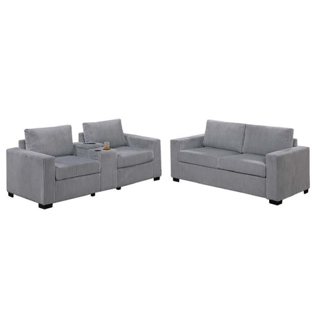 Elegant Simple Sofa Set With Console Cup Holder And Loveseat