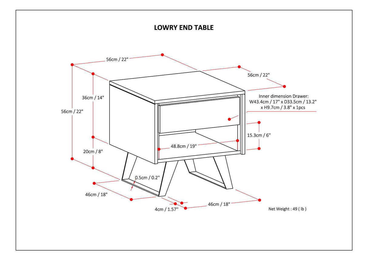 Lowry - End Table - Distressed Golden Wheat