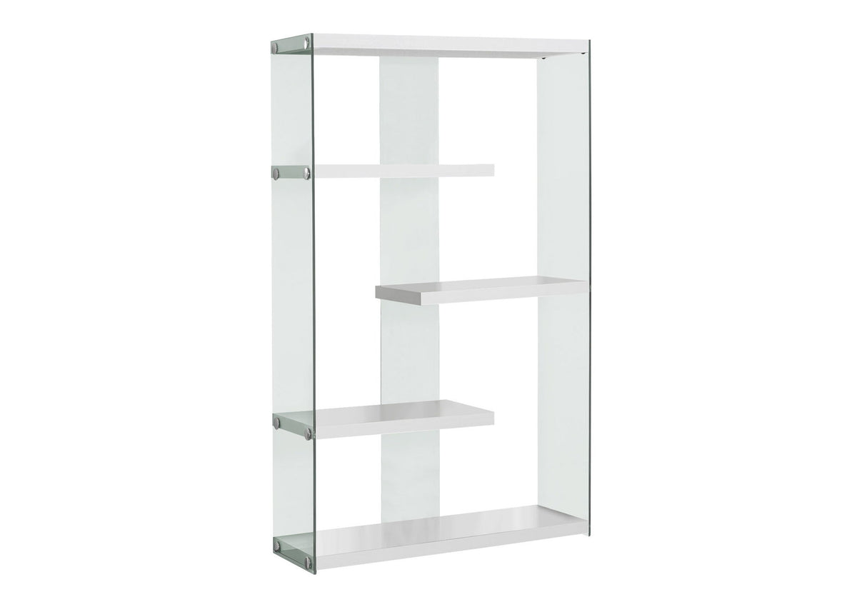 Bookshelf, Bookcase, Etagere, 5 Tier, Office, Glossy Contemporary & Modern - White - Etageres - Alpine Outlets