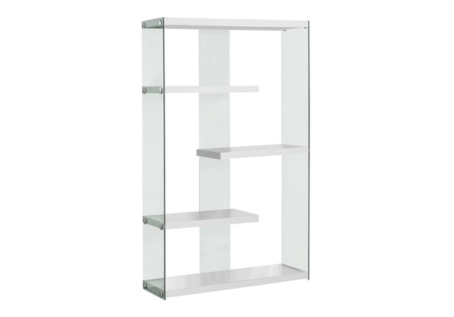 Bookshelf, Bookcase, Etagere, 5 Tier, Office, Glossy Contemporary & Modern - White - Etageres - Alpine Outlets