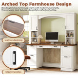 Farmhouse Computer Desk With Hutch