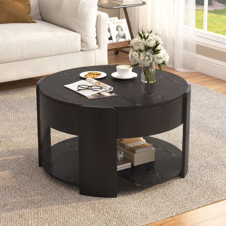 Round Lift Top Coffee Table With Hidden Storage