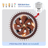 Semicircle Flush Mount Fan Light, (No Included Bulbs) And Remote Control, 6 Speeds, Quiet DC Motor For Living Room - Wood