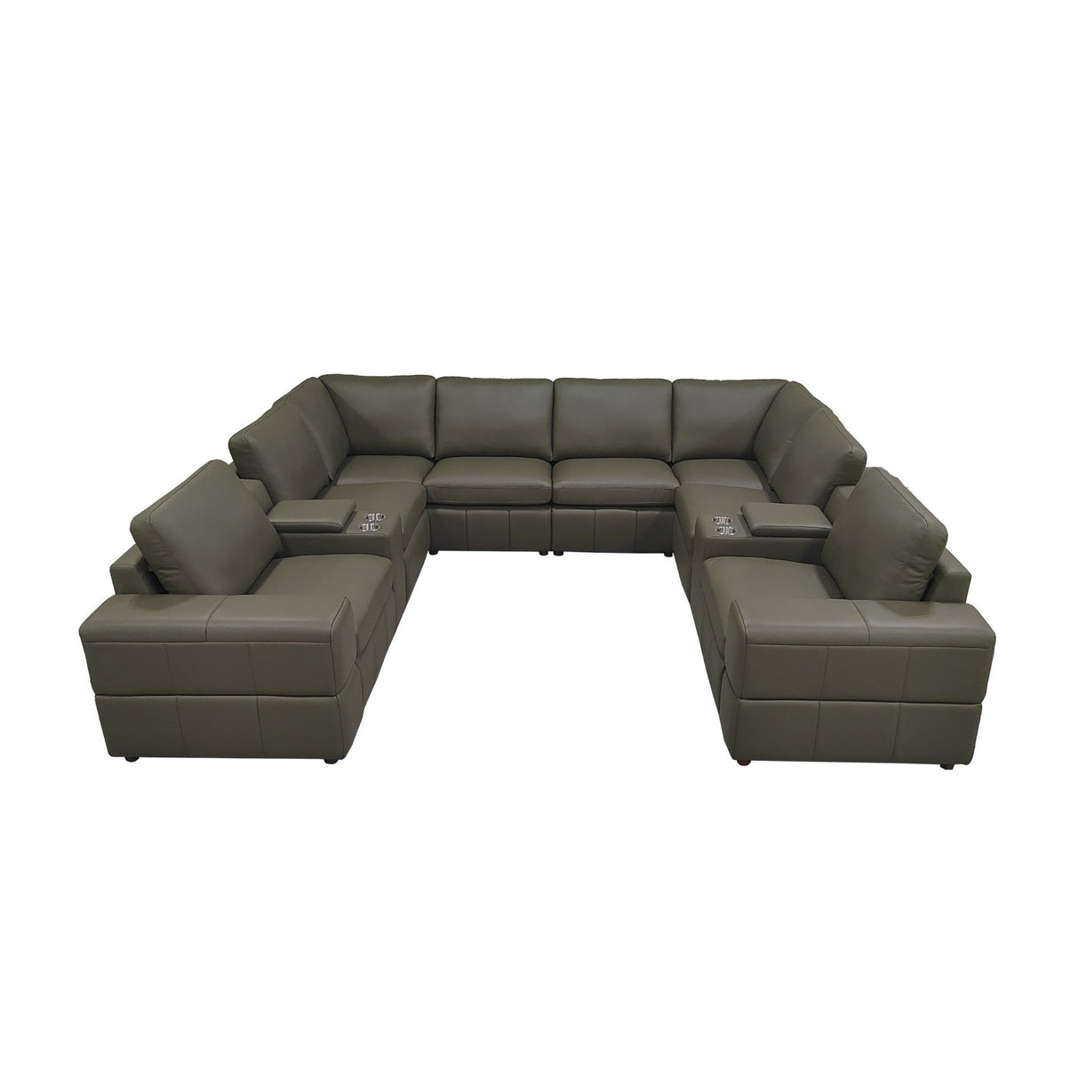 Upholstered Large Arms Sectional With Recliner Seats