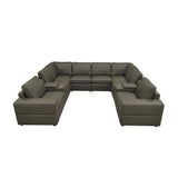 Upholstered Large Arms Sectional With Recliner Seats