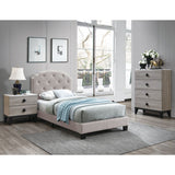 Button Tufted Bed With Nailhead Trim