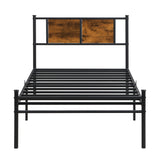 ModerMetal Bedframe With Wood Panel Headboard