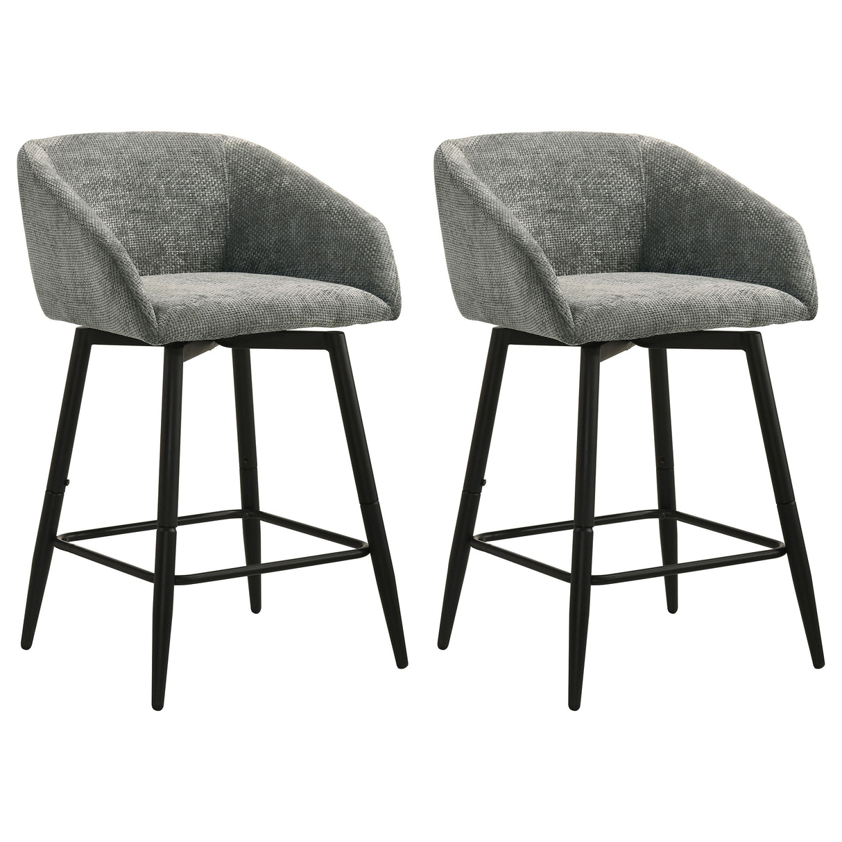 Rainer Charcoal Fabric Swivel Counter Height Chairs, Set of 2