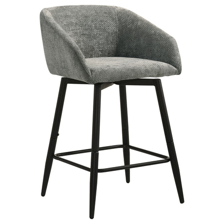 Rainer Charcoal Fabric Swivel Counter Height Chairs, Set of 2