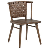 Tallis Brown Woven Leatherette Back Dining Chair, Set of 2