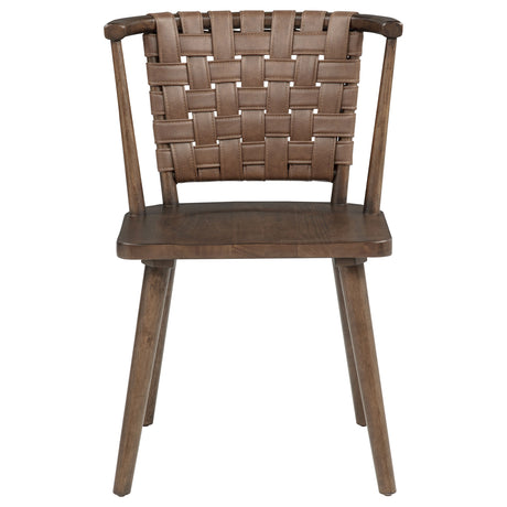Tallis Brown Woven Leatherette Back Dining Chair, Set of 2