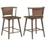 Tallis Woven Leatherette Back Counter Chair, Brown, Set of 2