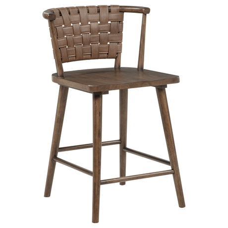 Tallis Woven Leatherette Back Counter Chair, Brown, Set of 2