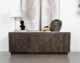 Dennis 3-Door Marble Top Sideboard Buffet in Tobacco Grey