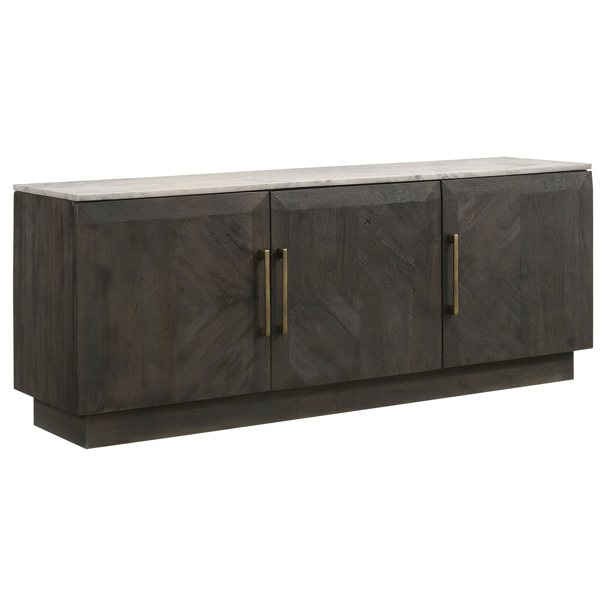 Dennis 3-Door Marble Top Sideboard Buffet in Tobacco Grey