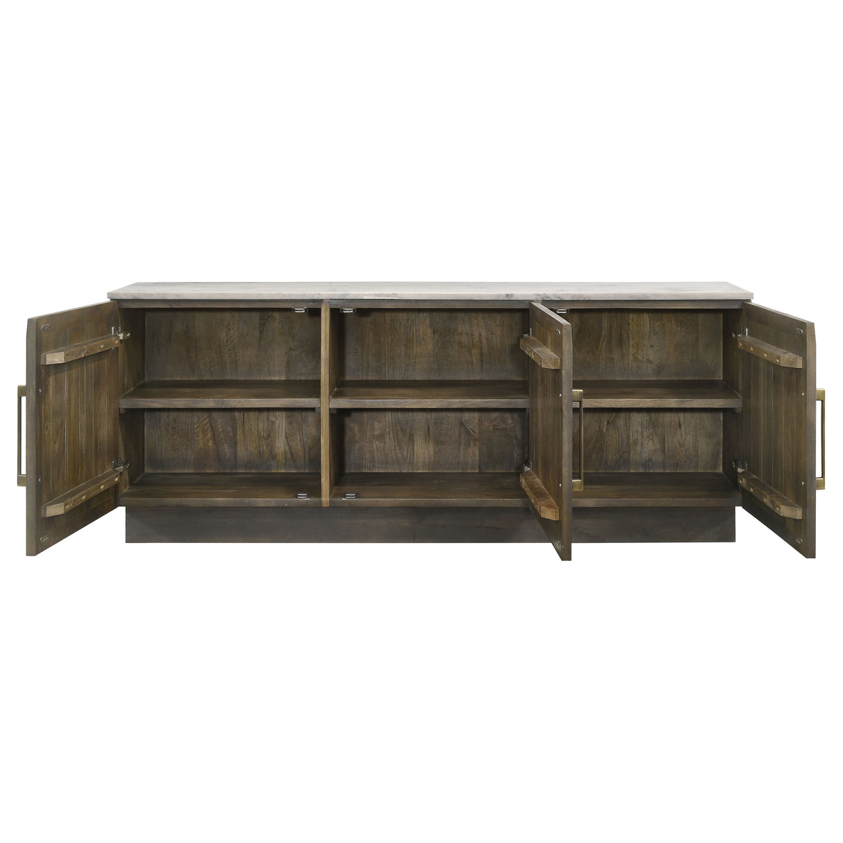 Dennis 3-Door Marble Top Sideboard Buffet in Tobacco Grey