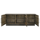 Dennis 3-Door Marble Top Sideboard Buffet in Tobacco Grey