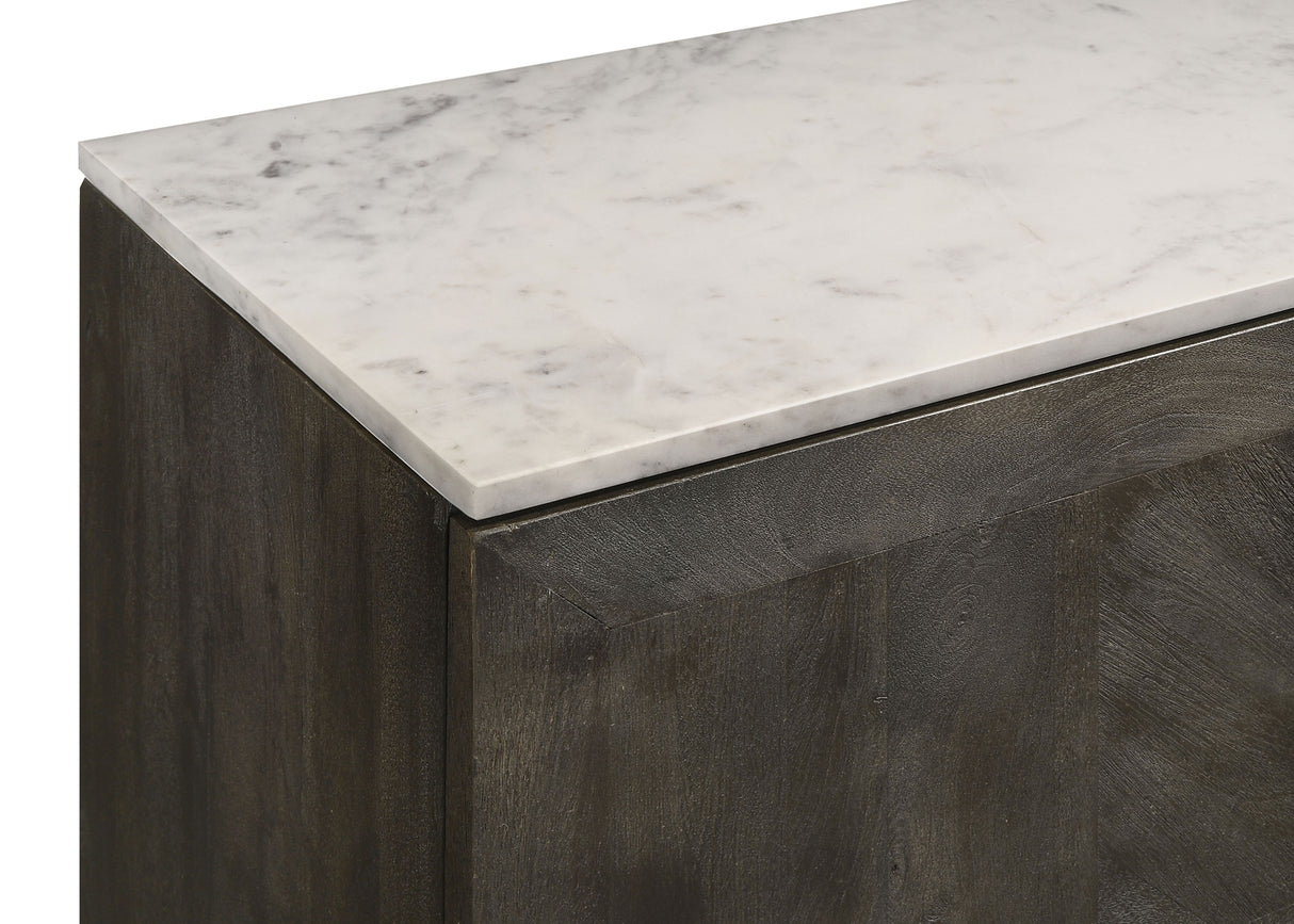 Dennis 3-Door Marble Top Sideboard Buffet in Tobacco Grey