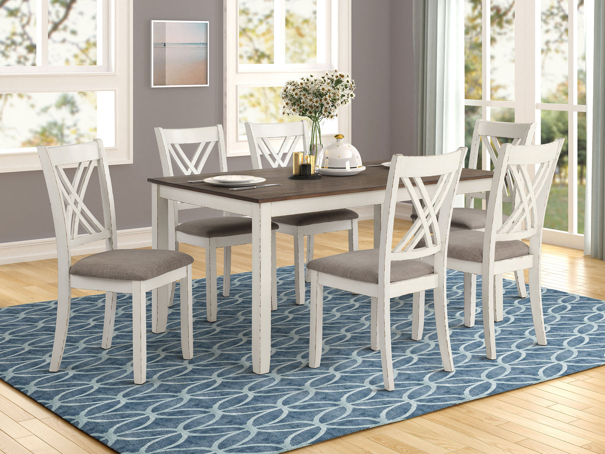 Fortress 7-Piece Rectangular Dining Set Vanilla