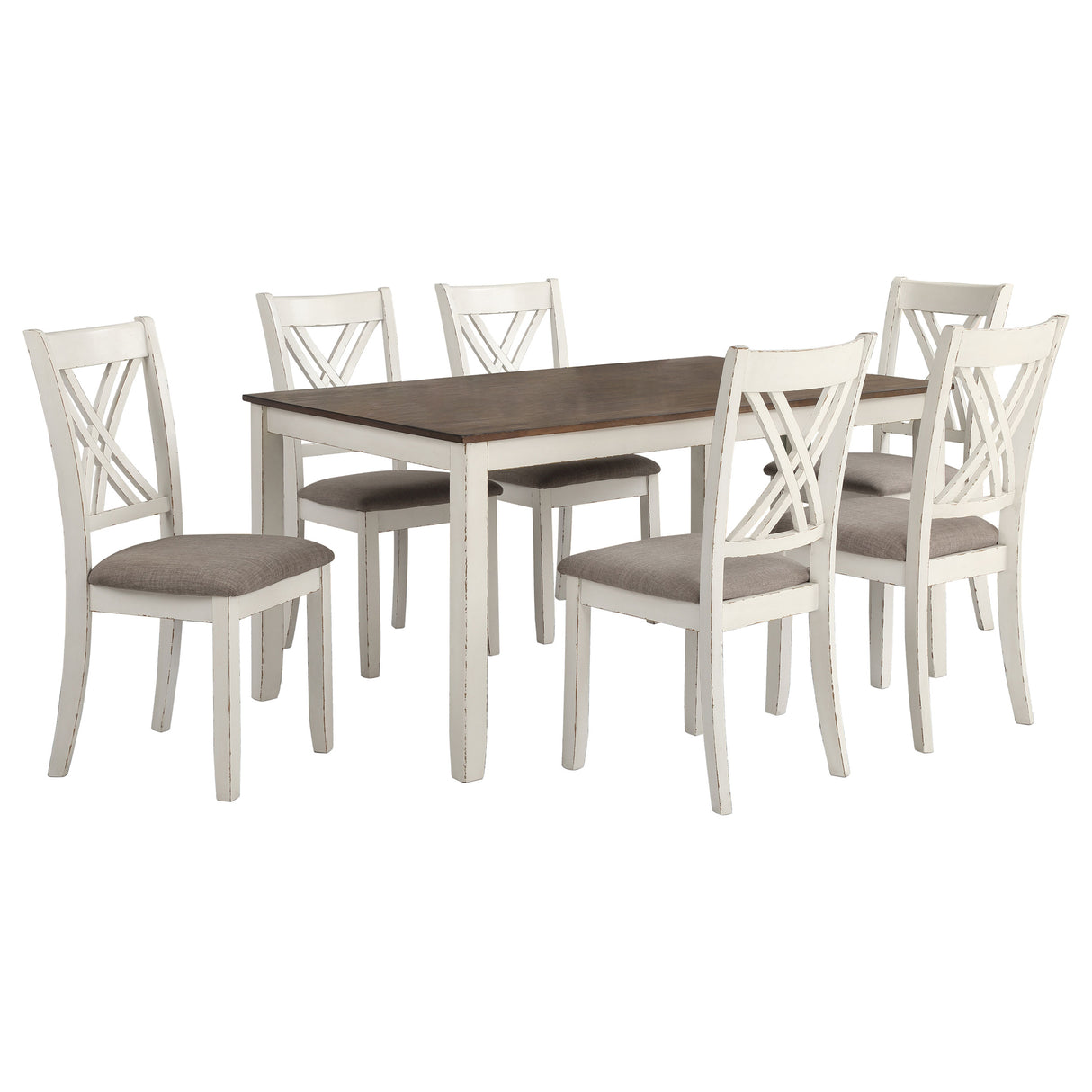 Fortress 7-Piece Rectangular Dining Set Vanilla