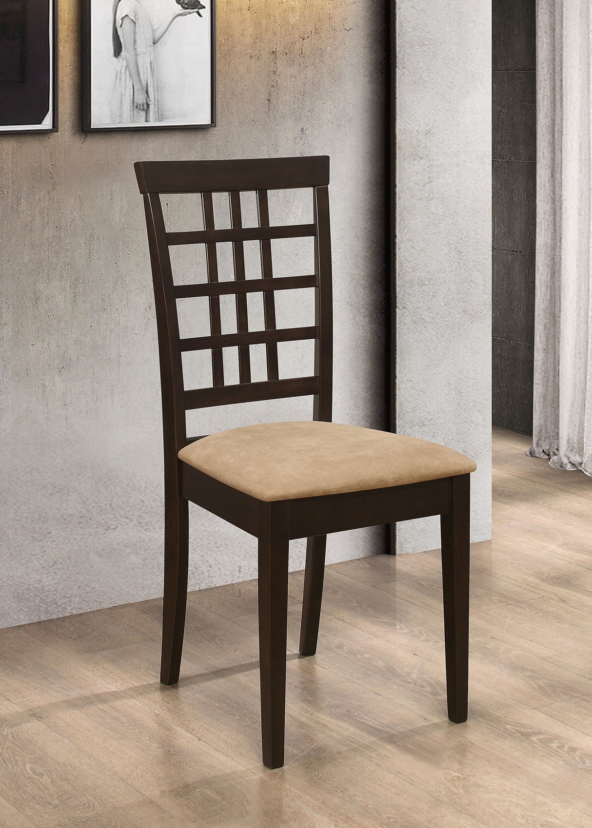 Kelso Lattice Back Dining Side Chair Cappuccino, Set of 2