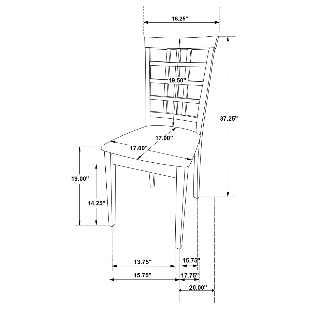 Kelso Lattice Back Dining Side Chair Cappuccino, Set of 2