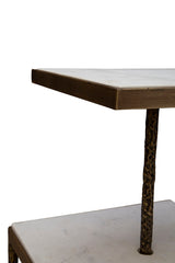 Antony - Side Table - White / Bronze