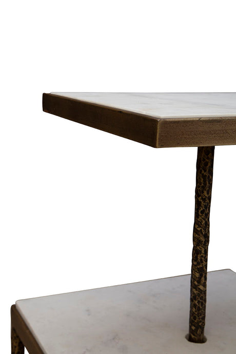 Antony - Side Table - White / Bronze